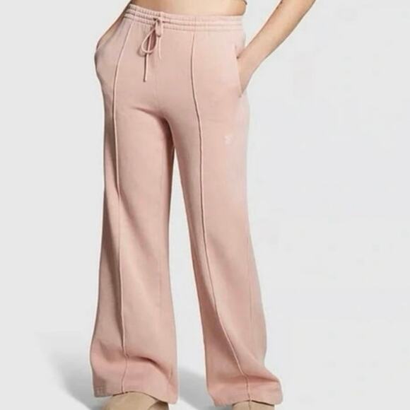 PINK IVY FLEECE WIDE-LEG SWEATPANTS Victoria's Secret rose pink comfy - Picture 1 of 5